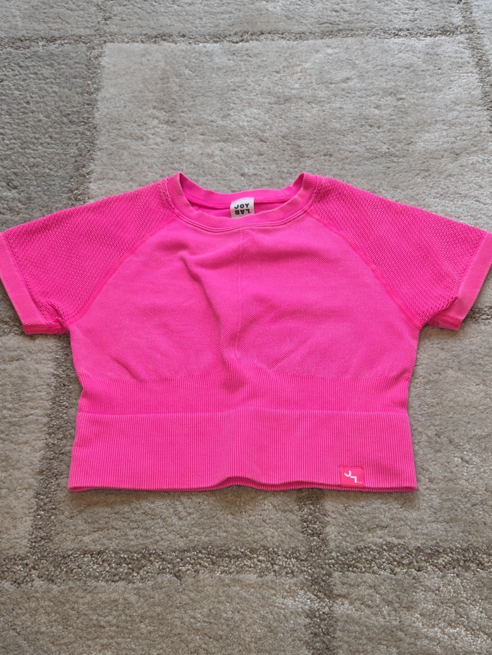 JoyLab Bright Pink Short Sleeve Crop Top